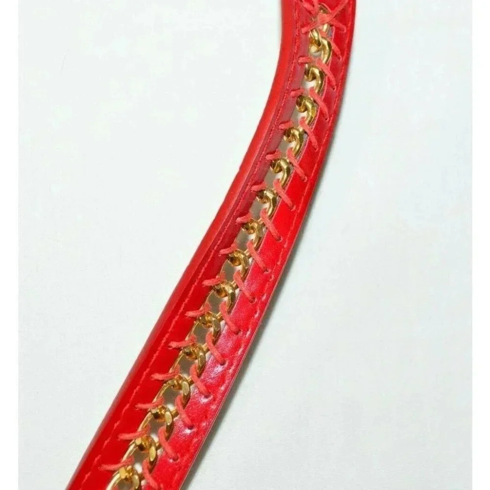 Betsey Johnson Red Gold Tone Chain Link Belt